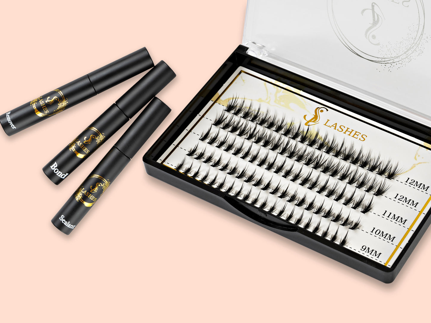 Wispy C curl DIY lash extensions 9mm-12mm Kit, Lashes Remover, Sealant and Bond