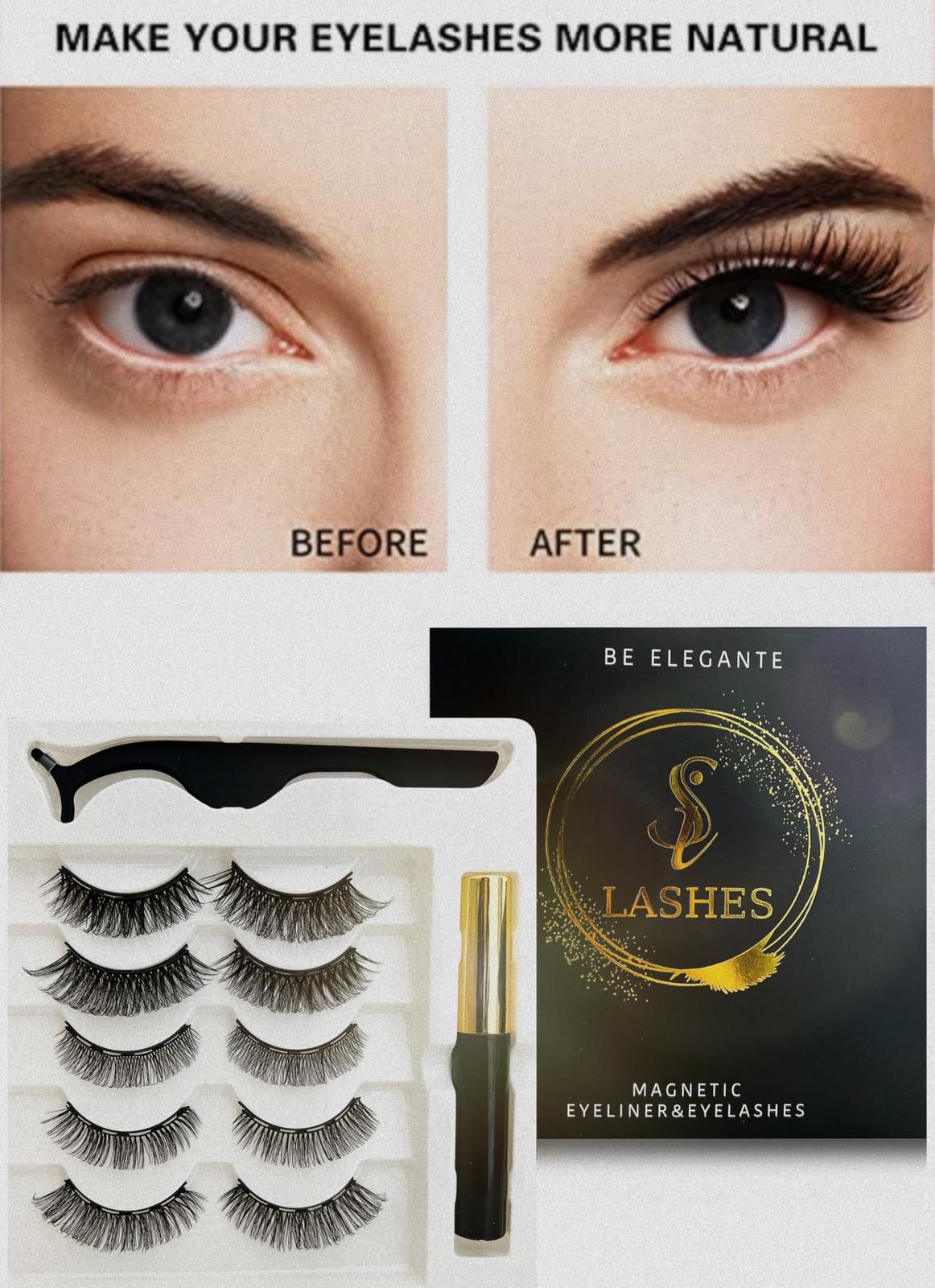 SILASHES 5 Pairs Russian Volume Magnetic Eyelashes “Be Elegante” Kit